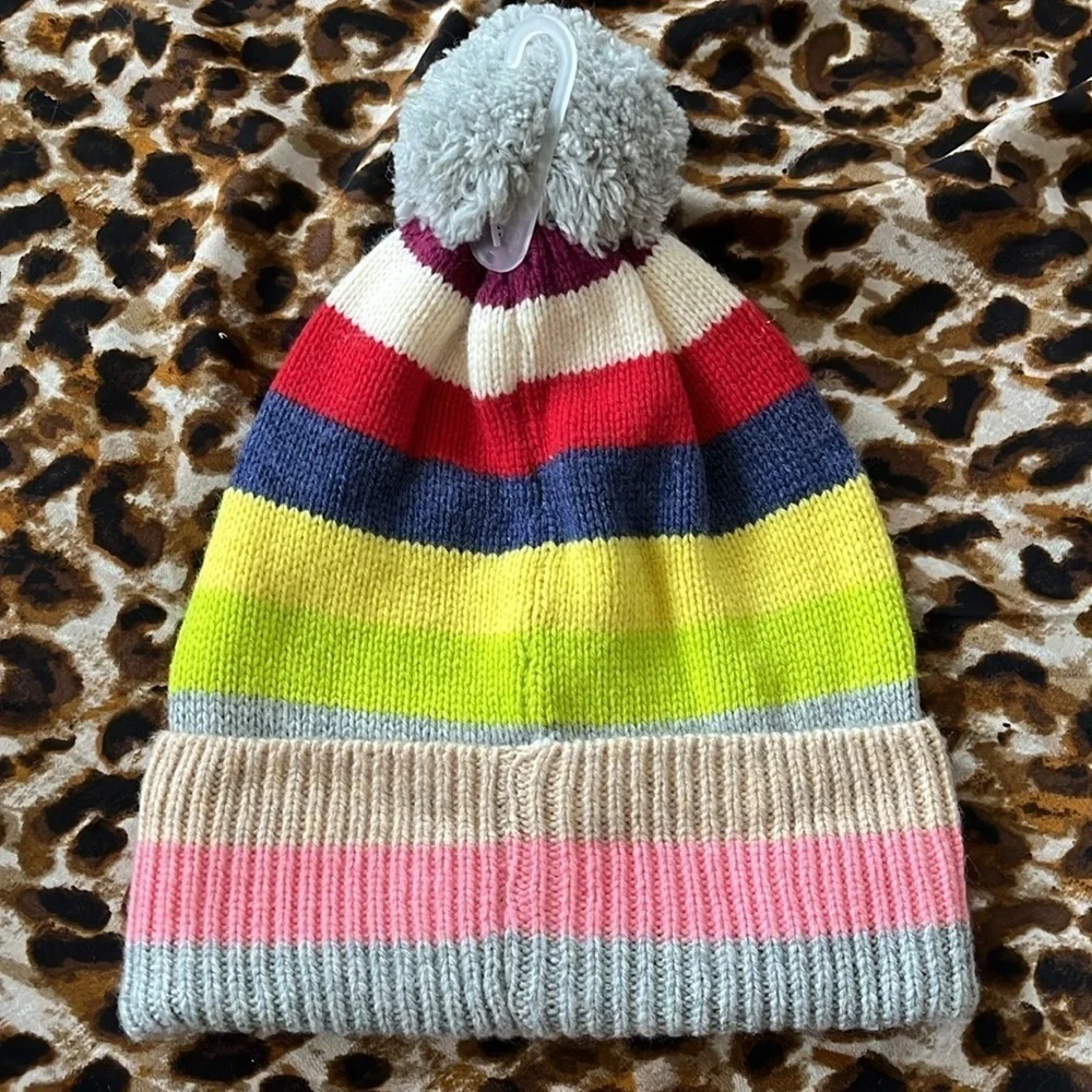 Brand New Gap Multicolored Striped Knit Cuffed Pom Hat